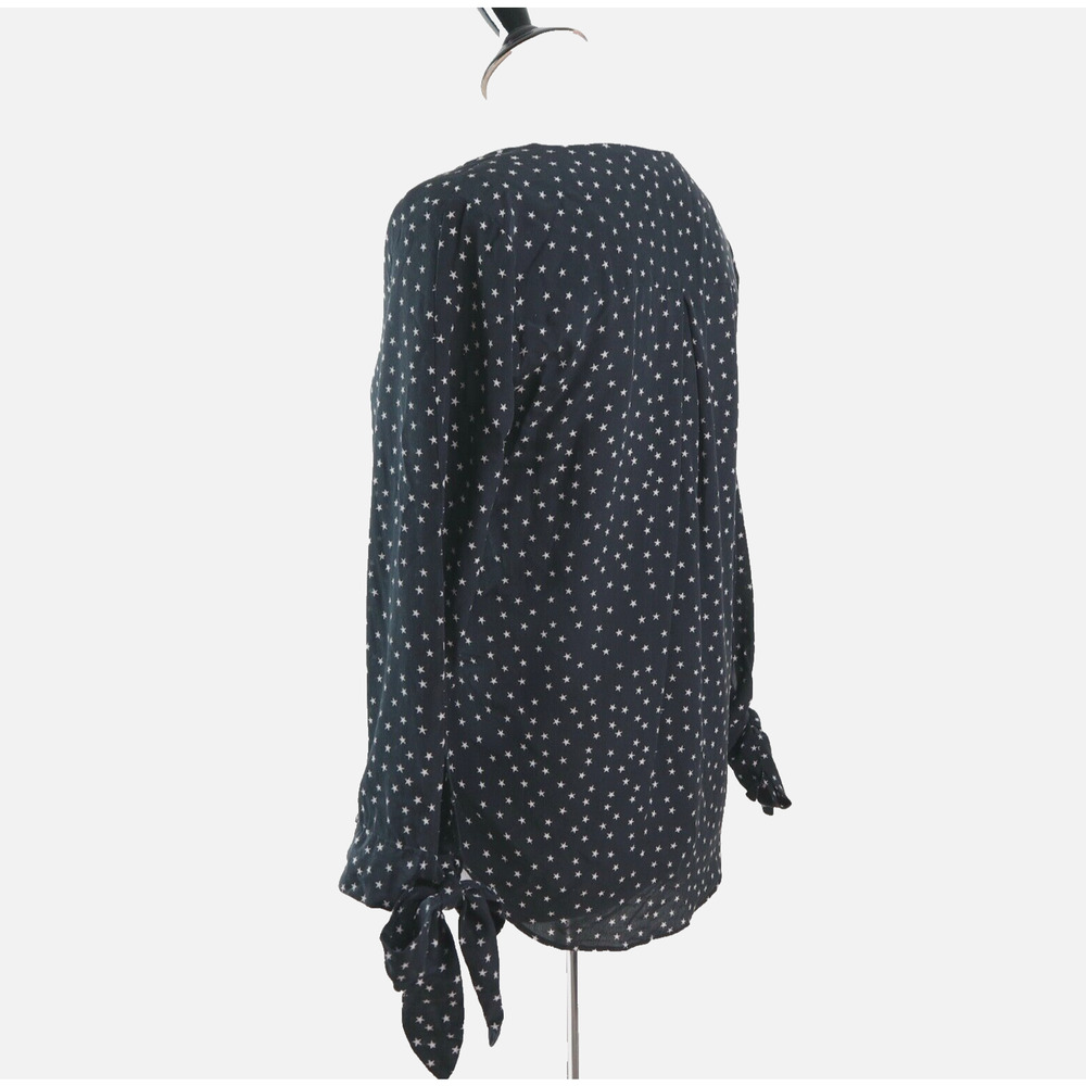 Madewell Size S Silk Star Scatter Tie Sleeve Blouse Black White - Picture 3 of 11